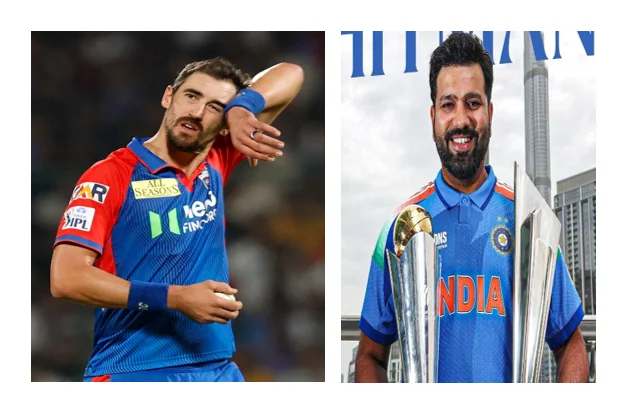 Mitchell Starc and Rohit Sharma