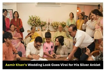 Aamir Khan’s Silver Anklet Steals the Spotlight at Wedding with Gauri Spratt Aamir Khan’s Silver Anklet Steals the Spotlight at Wedding with Gauri Spratt